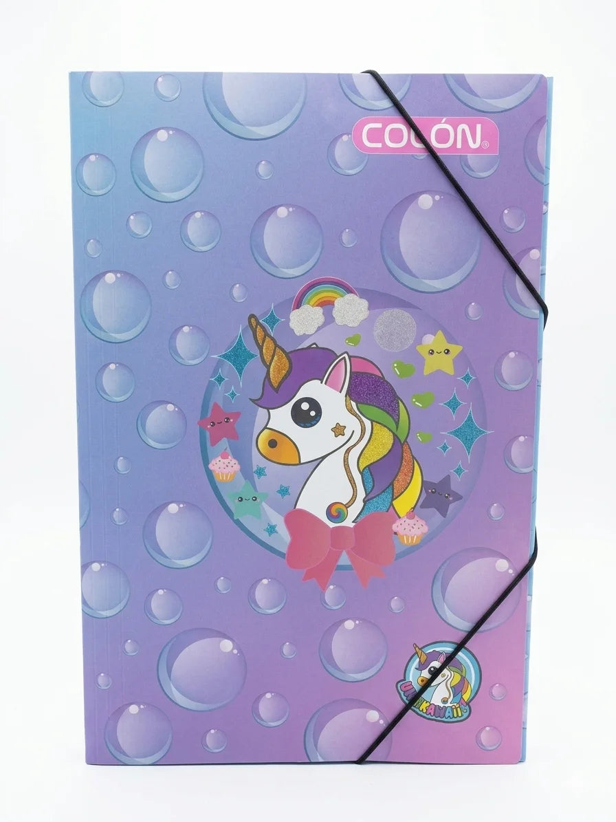 Carpeta Carton Con Elástico Unicornio Colón