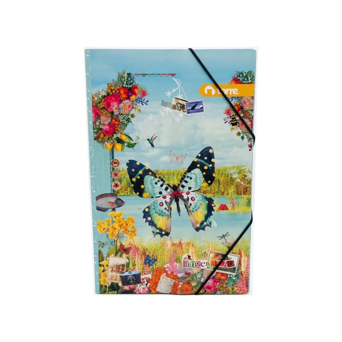 Carpeta Carton Con Elástico Mariposa Torre