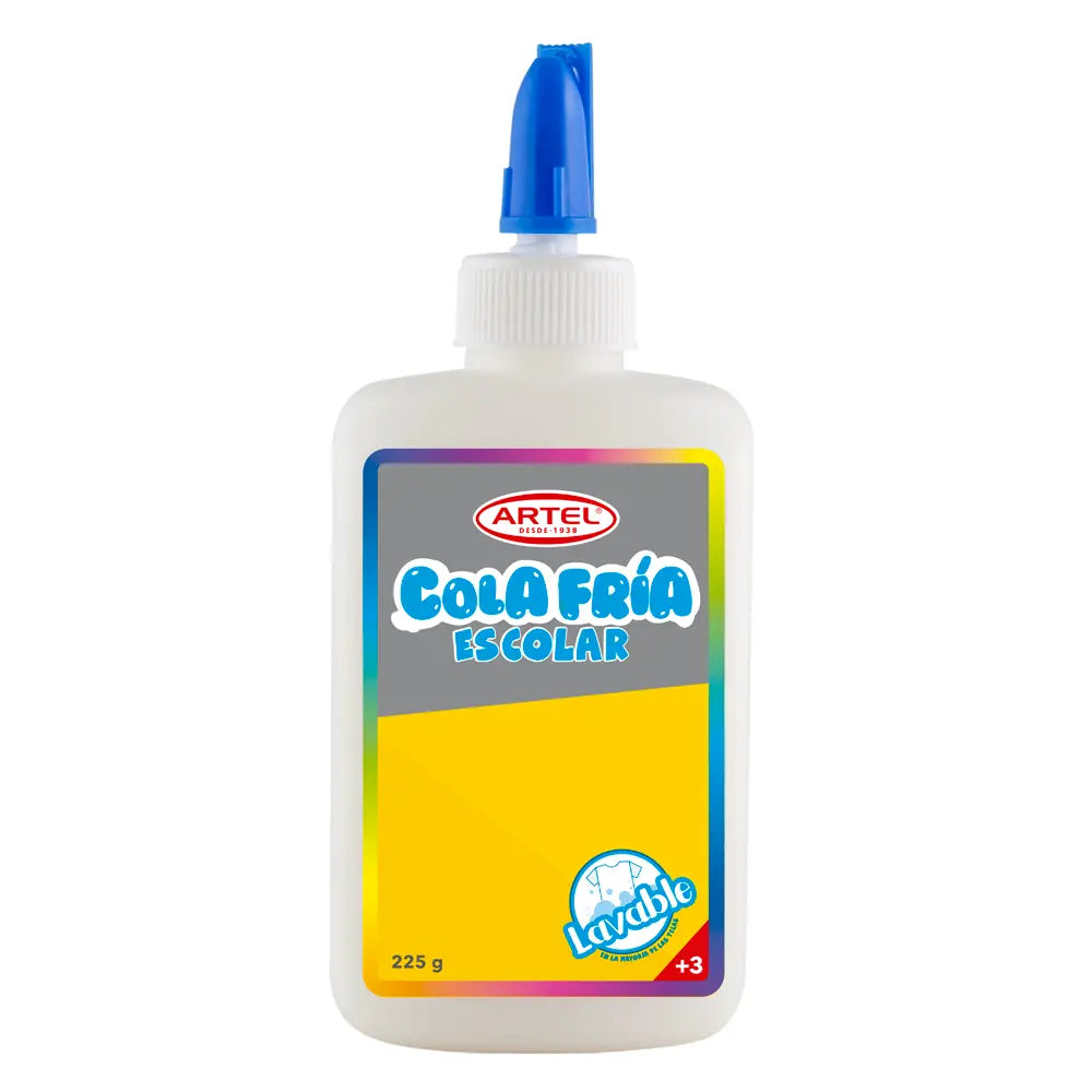 Cola fría escolar Artel lavable, envase de 225 gr, ideal para manualidades y trabajos escolares