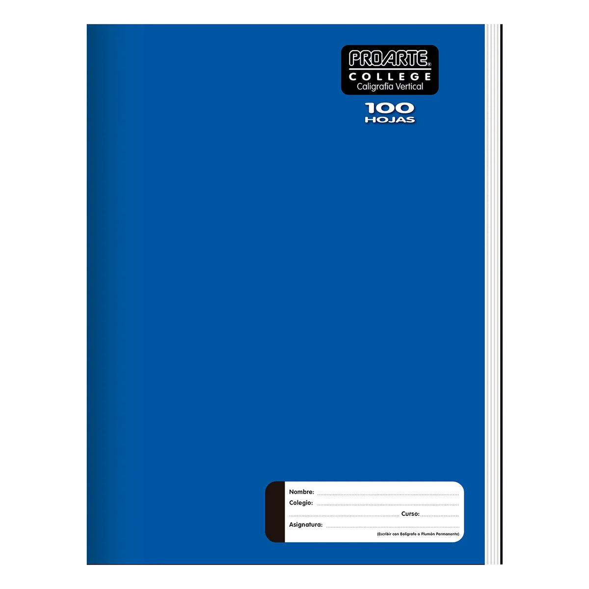 Cuaderno college caligrafía vertical marca Proarte, ideal para uso escolar