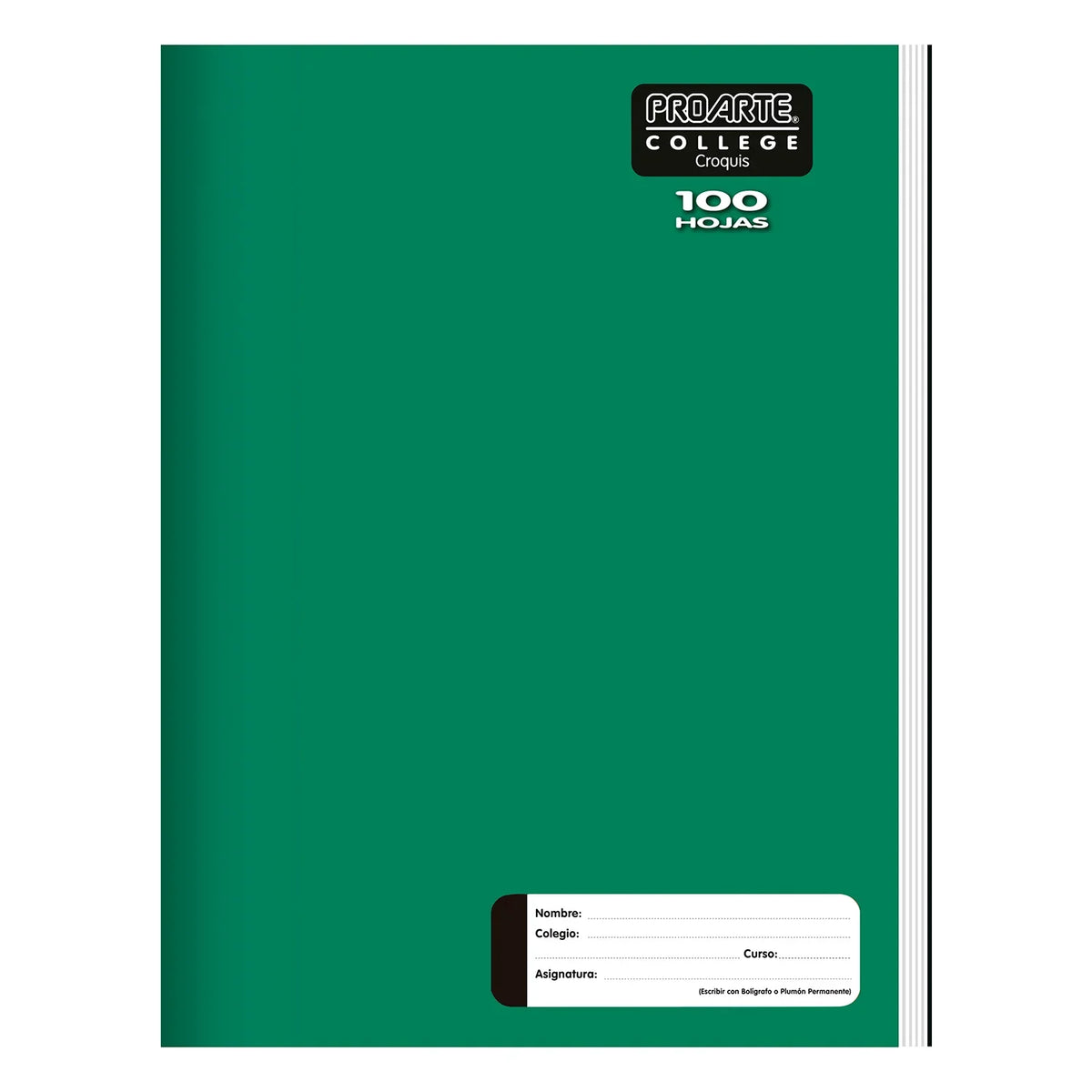 Cuaderno college de croquis marca Proarte, ideal para dibujo y uso escolar