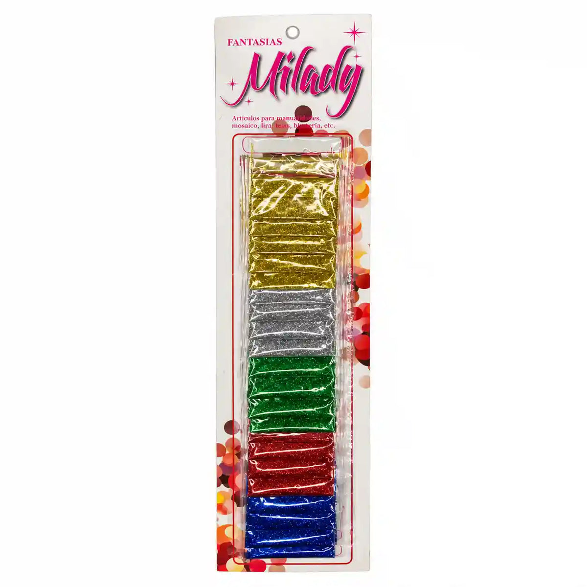Sobres de escarcha de colores dorado, plateado, verde, rojo y azul para manualidades escolares