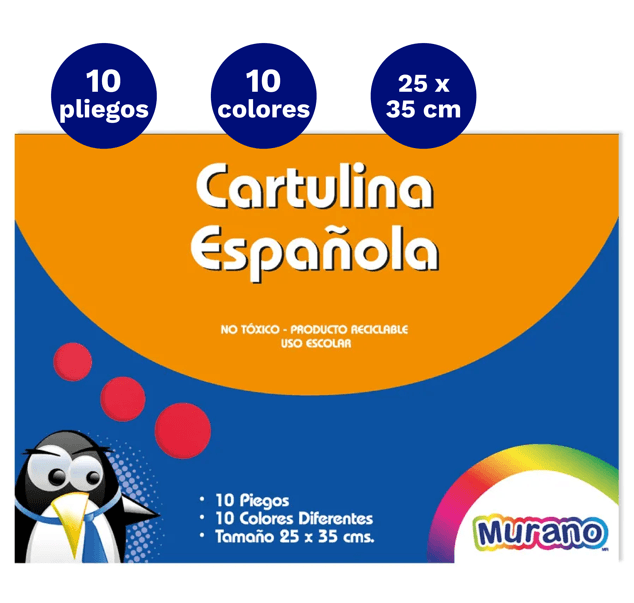 Estuche Cartulina Española 10 Colores 10 Laminas Murano