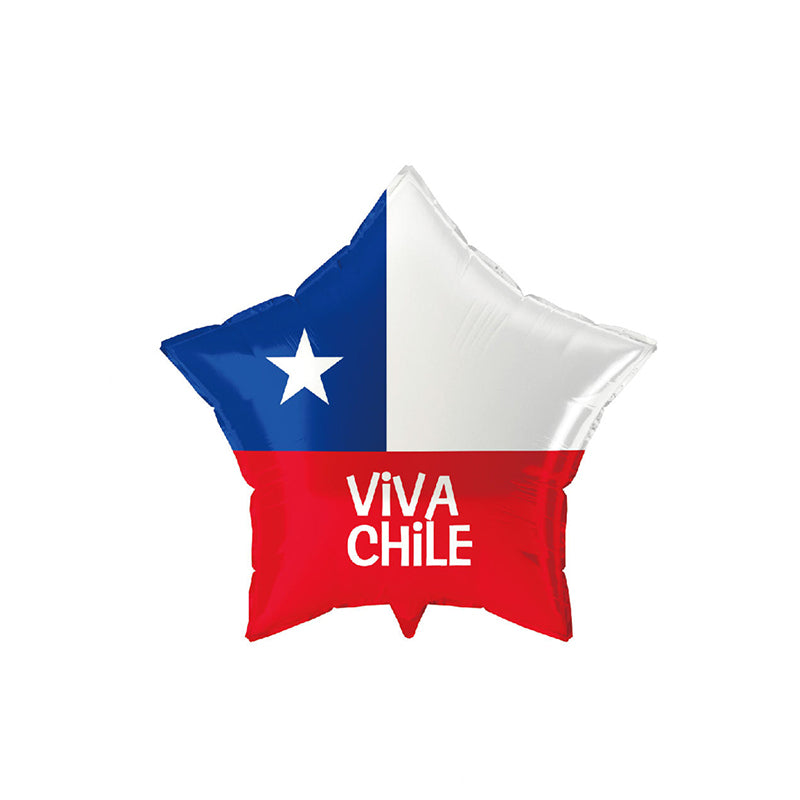 Globo metálico estrella bandera chilena Viva Chile