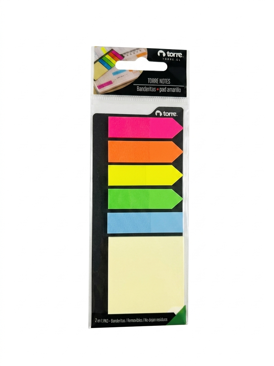 Notas Adhesivas (Post It) Banderitas + pad amarillo Torre