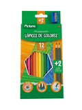 Lápices De Colores Hexagonales + 2 Lápices Grafito + Sacapuntas Torre