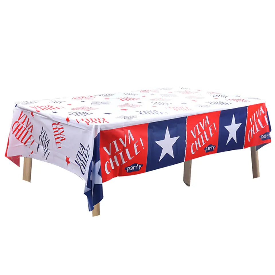 Mantel plástico Viva Chile 137x274cm diseño Fiestas Patrias