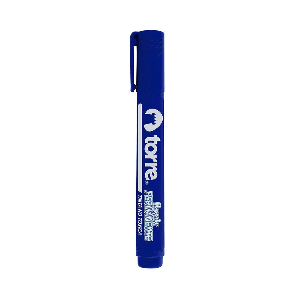 Marcador permanente punta redonda azul marca Torre, ideal para marcar superficies de forma duradera