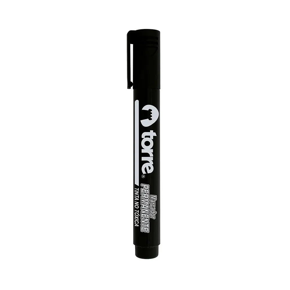 Marcador permanente punta redonda negro marca Torre, ideal para marcar superficies de forma duradera
