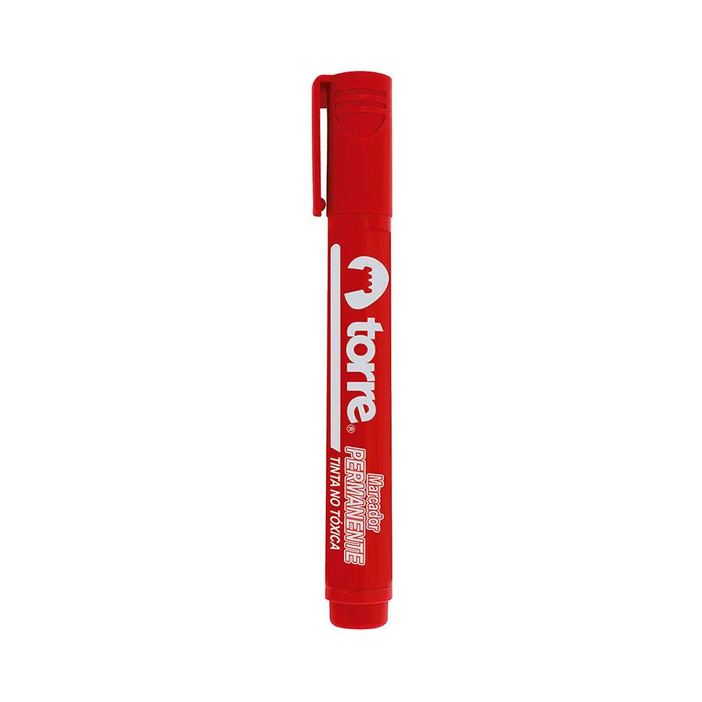 Marcador permanente punta redonda rojo marca Torre, ideal para marcar superficies de forma duradera