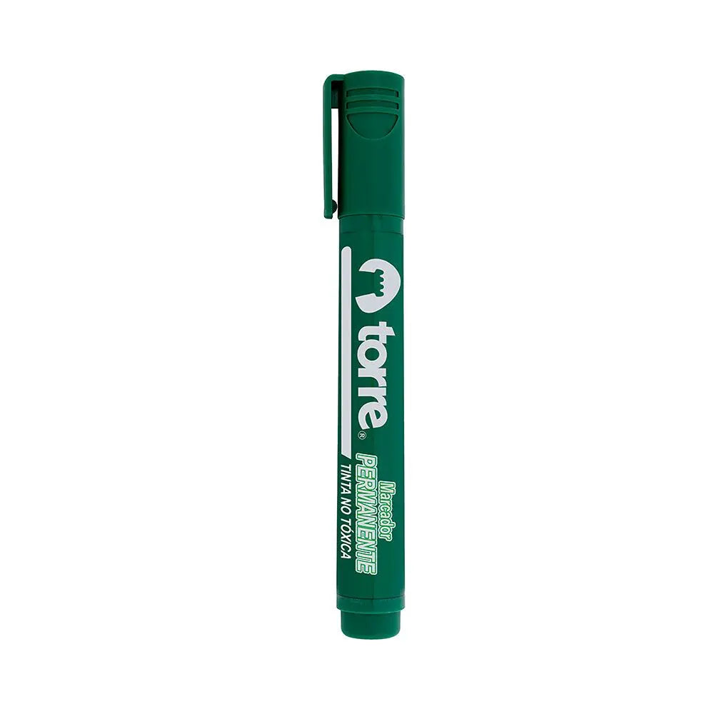 Marcador permanente punta redonda negro marca Torre, ideal para marcar superficies de forma duradera