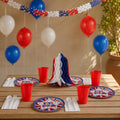 Pack cotillón Fiestas Patrias chico para 8 a 10 personas con globos, vasos y platos desechables
