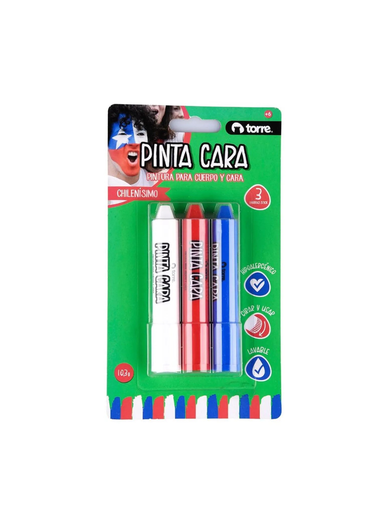 Pinta Caritas 3 Colores blanco, azul y rojo Torre