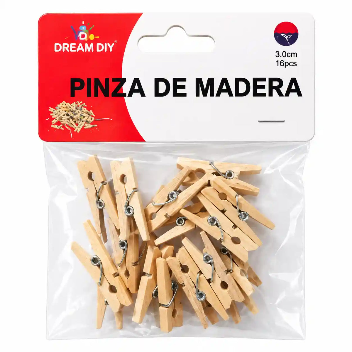 Set de 16 pinzas de madera de 3 cm, ideales para manualidades y decoración
