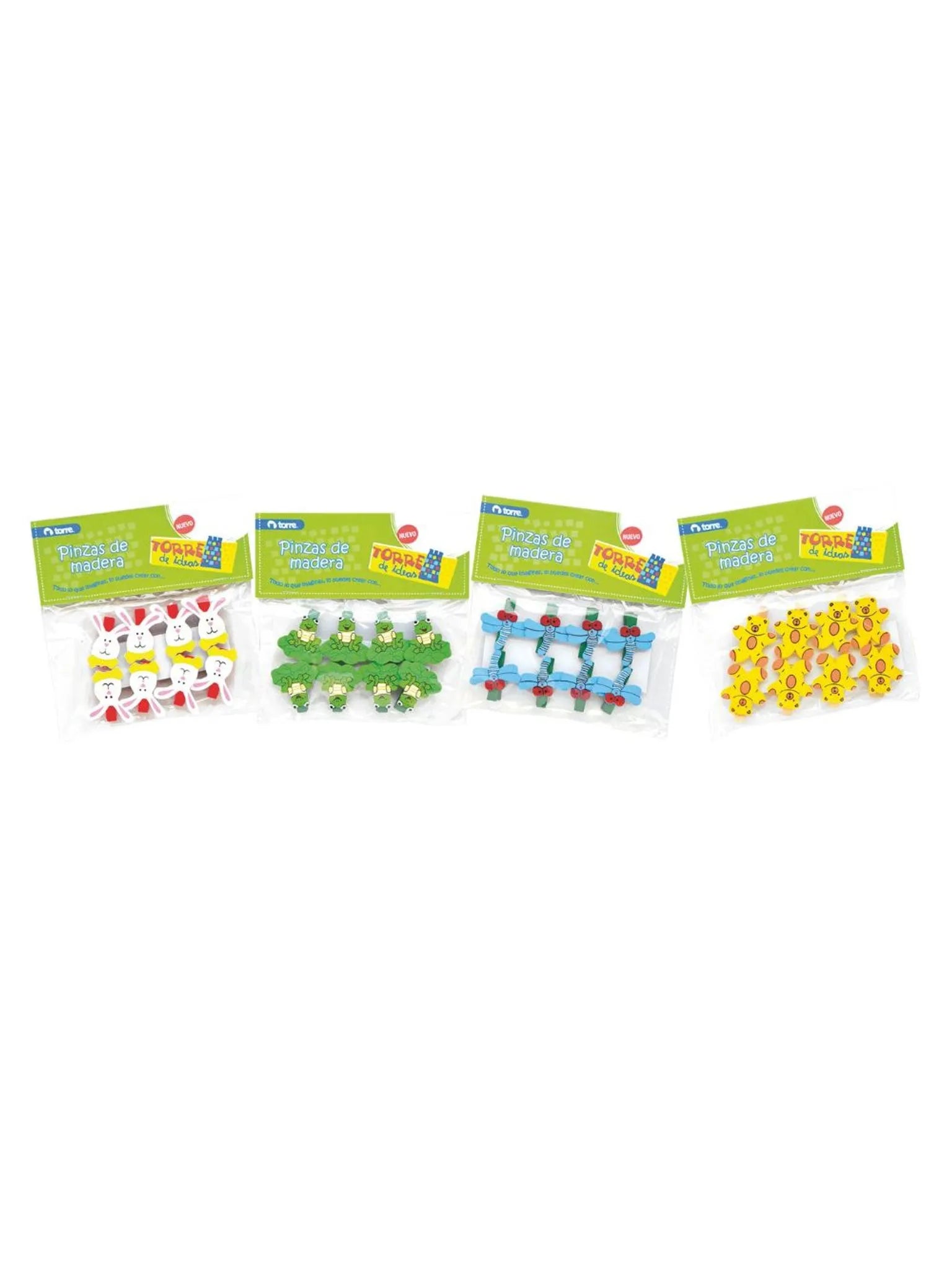 Pinzas de madera animales Torre 8u