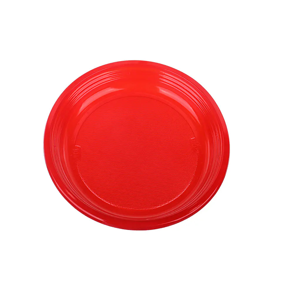 Plato plástico desechable rojo 20.5cm pack 10 unidades