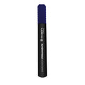 Plumón permanente azul marca Rhein punta redonda, ideal para marcar superficies de forma duradera