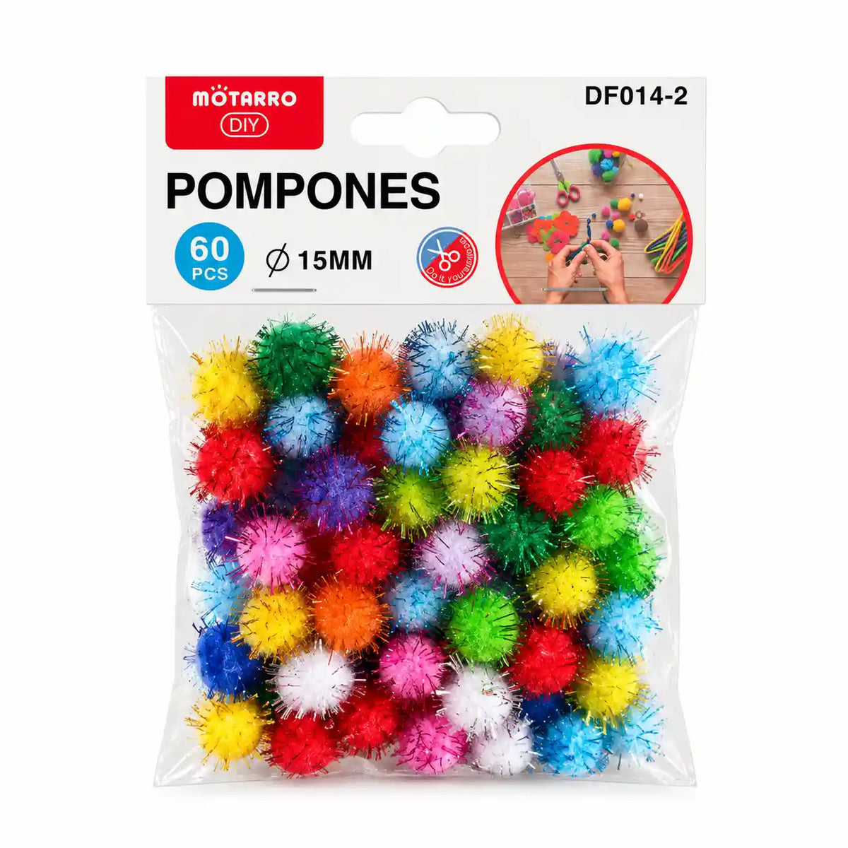 Pompones metalizados 15mm pack 60 unidades