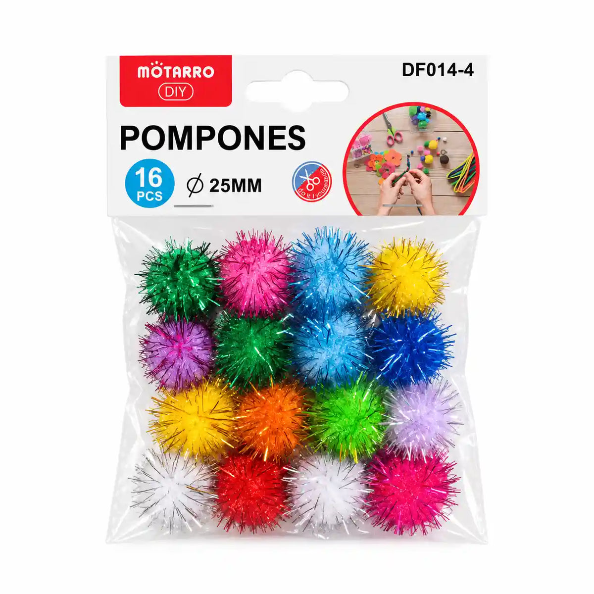 Pompones metalizados 25mm pack 16 unidades