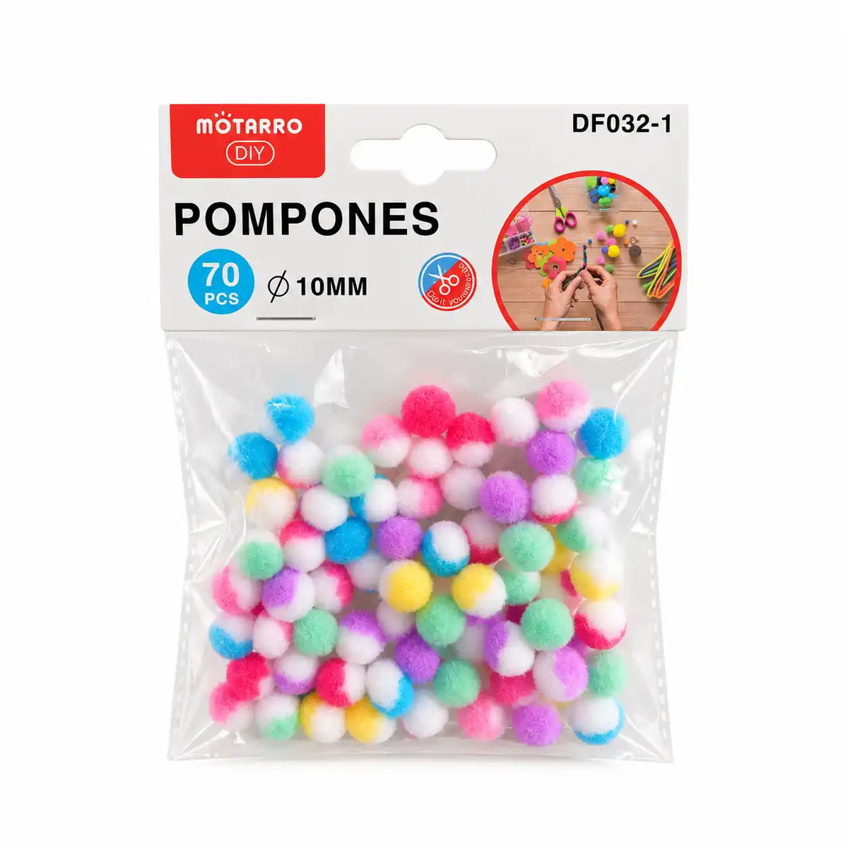 Pompones de colores 10mm pack 70 unidades