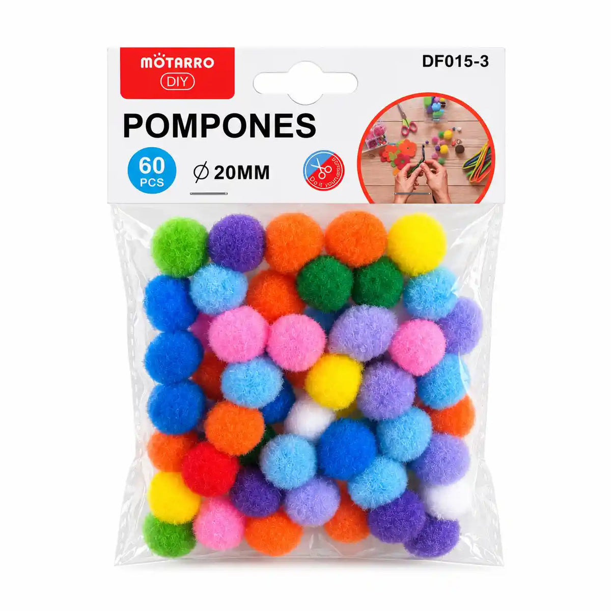 Pompones de colores 20mm pack 60 unidades
