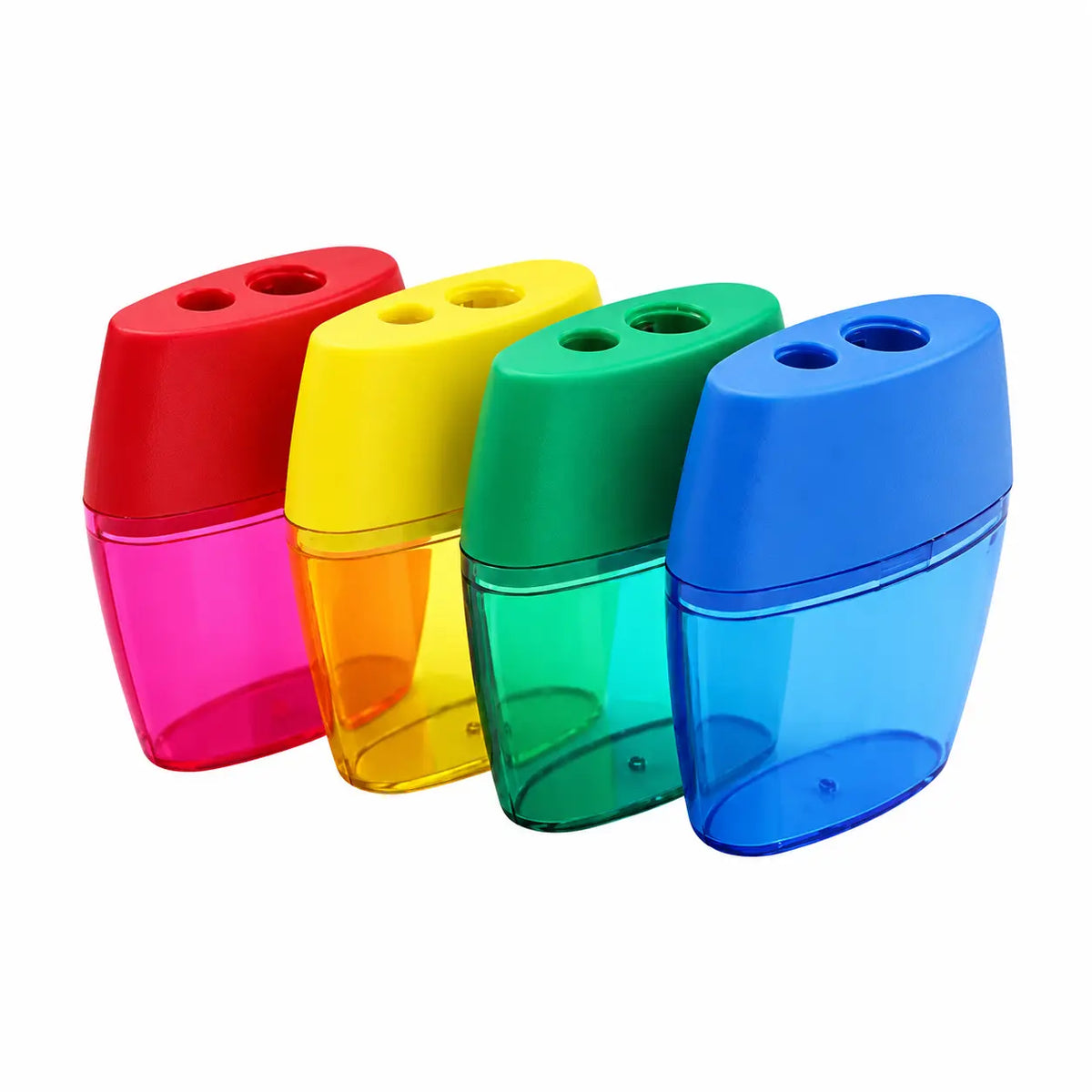 Sacapuntas doble con depósito, color surtido, ideal para uso escolar