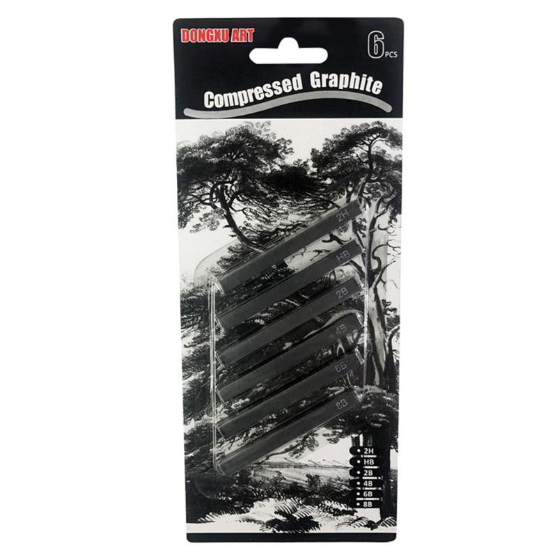 Set de Carbón Grafito Comprimido Carboncillo en Barra 2H, HB, 4B, 6B, 8B