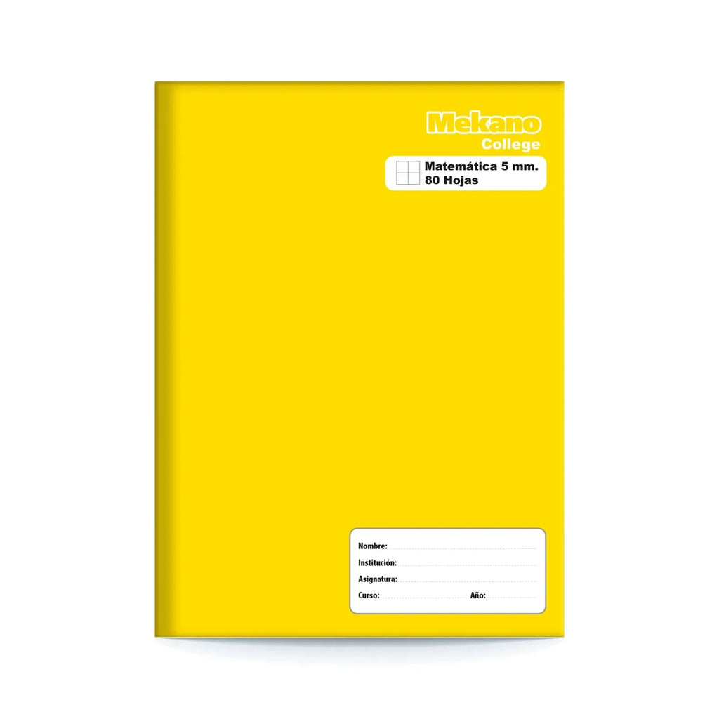 Cuaderno College 80 hjs 5 mm Mekano
