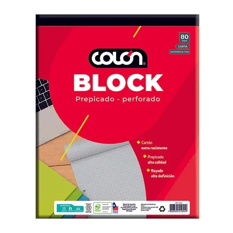 Block prepicado carta 80hjs 7mm Colón