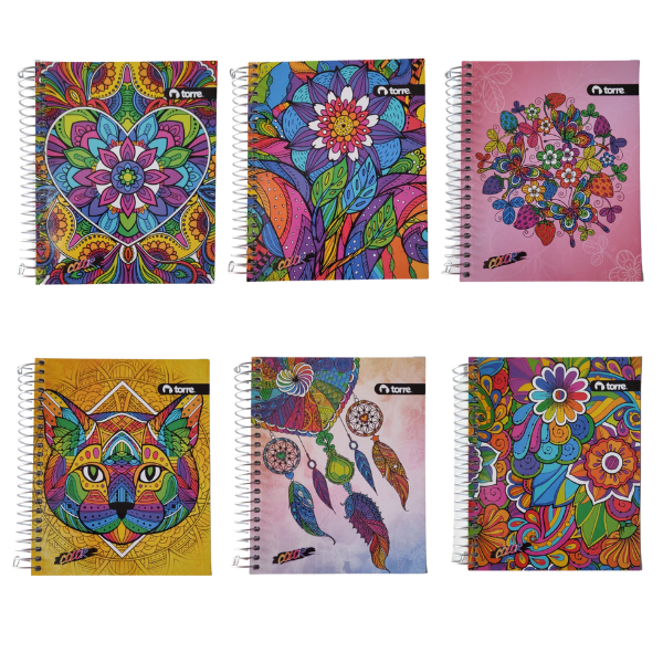 Pack 10 Cuadernos Universitarios Mandalas 100 hj 7mm Torre 