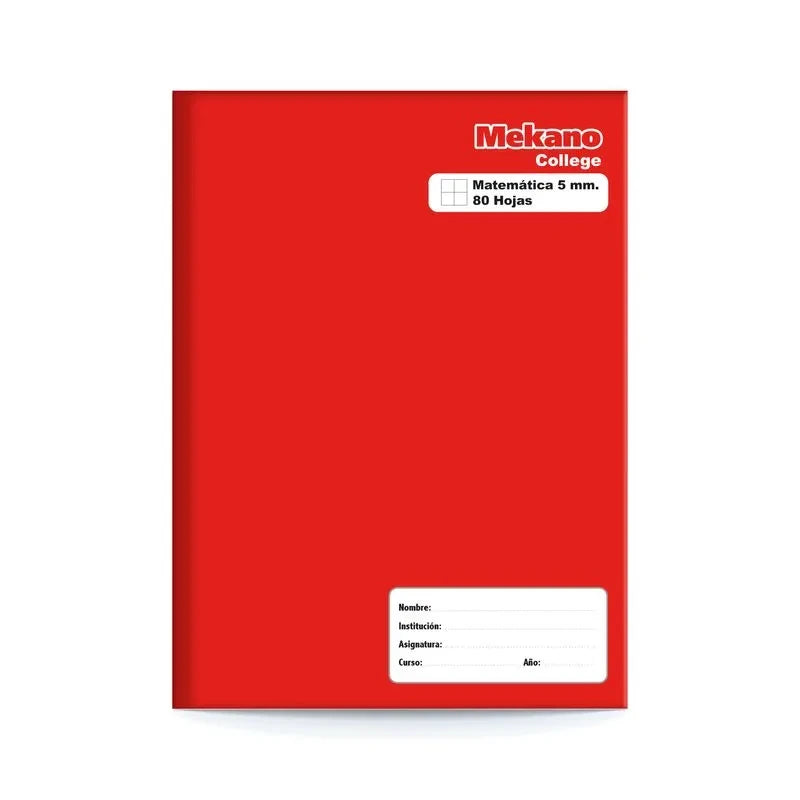 Cuaderno College 80 hjs 5 mm Mekano