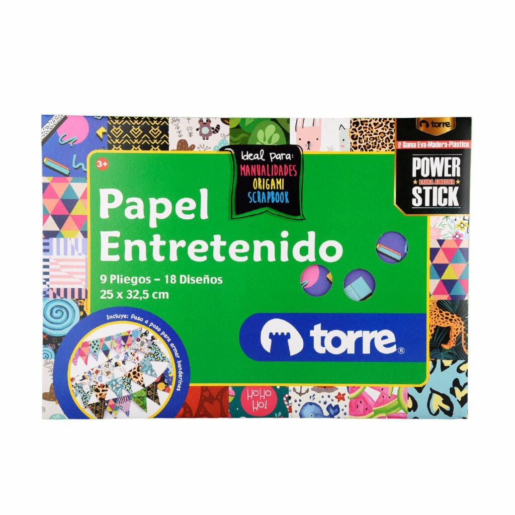 Estuche Papel Entretenido 9 Pliegos Torre 