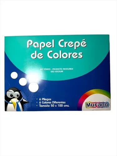 Estuche Papel Crepé de Colores 6 Pliegos Murano 