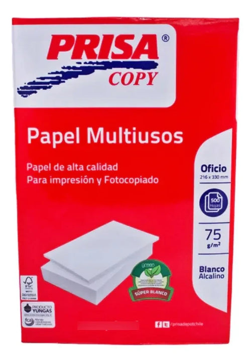 Resma Papel Fotocopia Prisa Oficio 500 Hojas