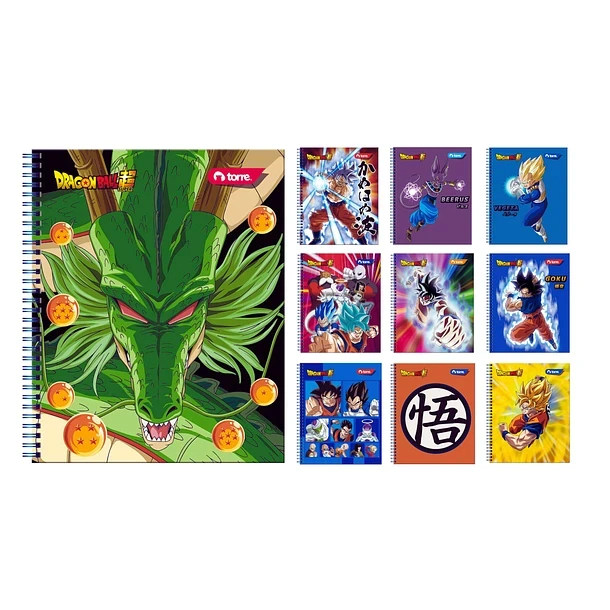 Pack 10 Cuadernos Universitarios Dragon Ball Z 100 hj 7mm Torre 