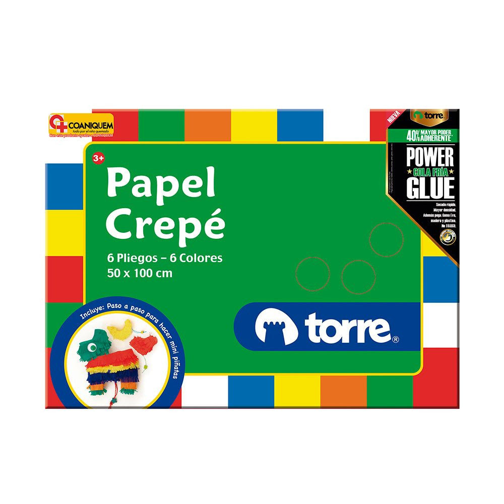 Estuche Papel Crepe de Colores 6 Pliegos Torre 