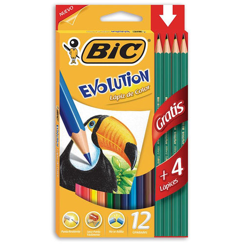 Lápices De Colores Hexagonales + 4 Grafitos Bic