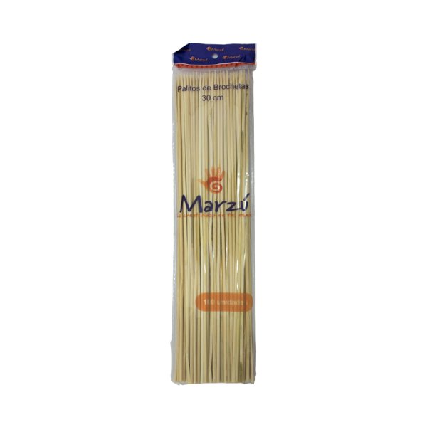 Palitos de brocheta de bambú de 30 cm marca Marzú, paquete de 100 unidades