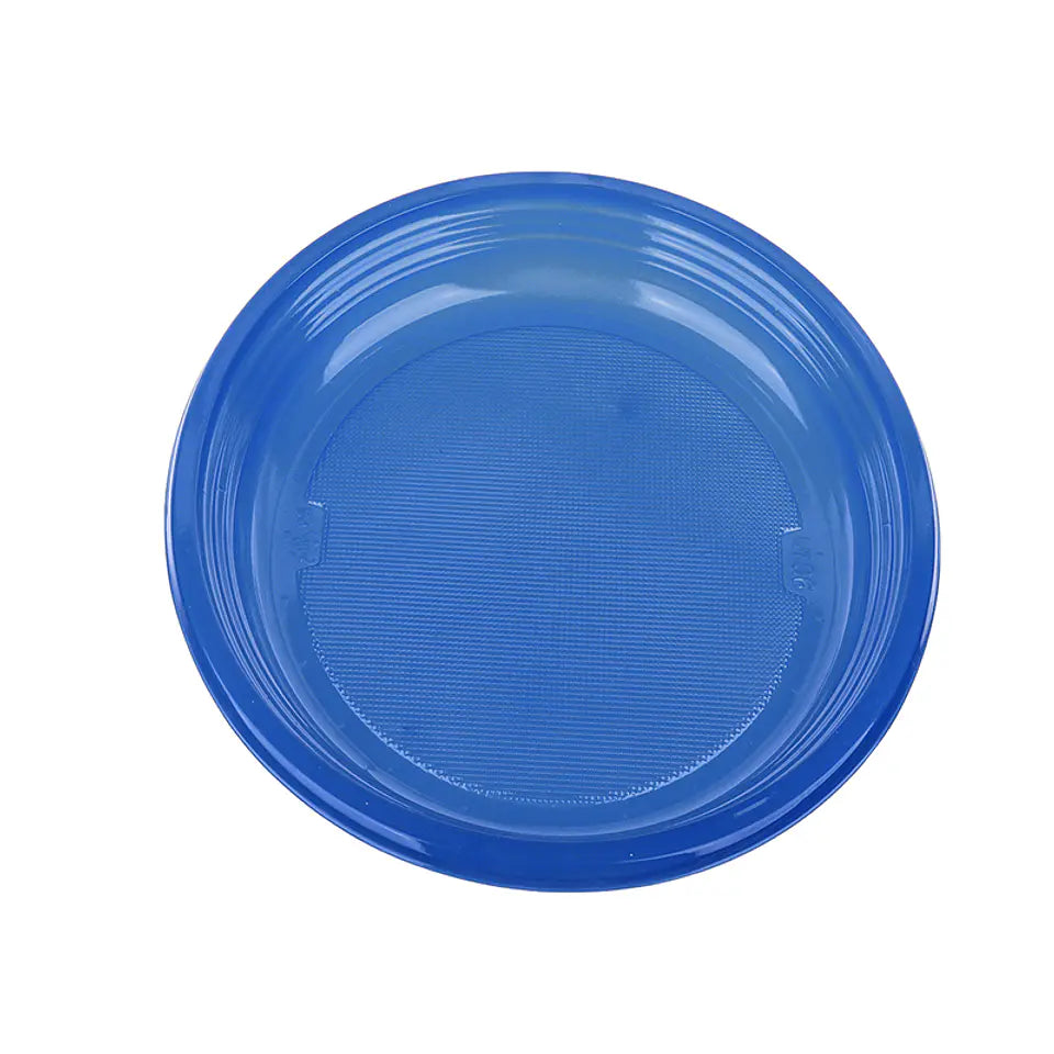 Plato plástico desechable azul 20.5cm pack 10 unidades