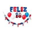 Set de globos metálicos Fiestas Patrias Feliz 18 pack 12 unidades